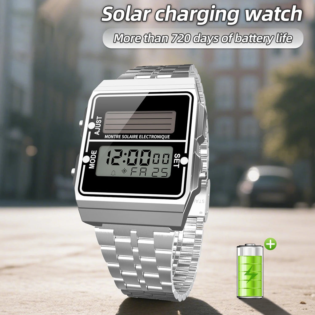 Retro Men’s Solar Digital Sport Watch – Multifunctional