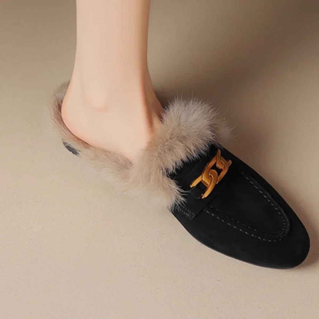 Women’s Winter Slippers – Suede, Warm Fur Mules & Plush Flats, Luxury Designer Shoes
