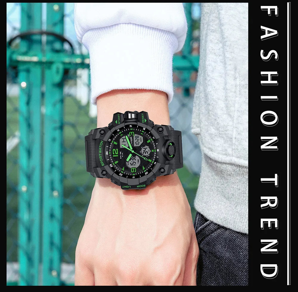 SANDA 6030 Military Digital + Quartz Watch – Waterproof Sports Model