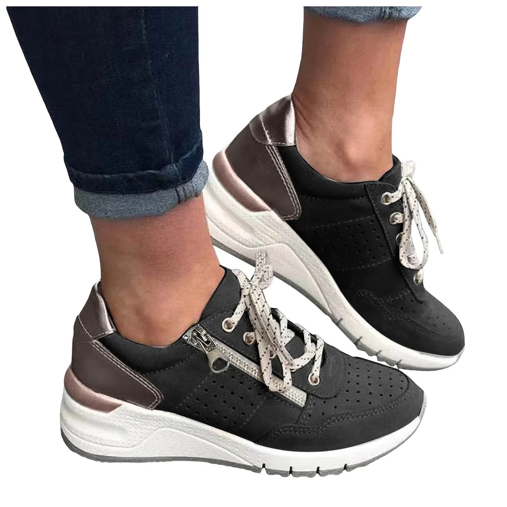 2025 Women’s Casual Sneakers – Lightweight, Thick-Soled Lace-Up Shoes