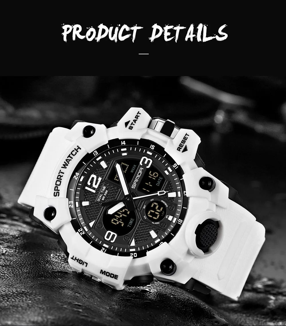 SANDA 6030 Military Digital + Quartz Watch – Waterproof Sports Model