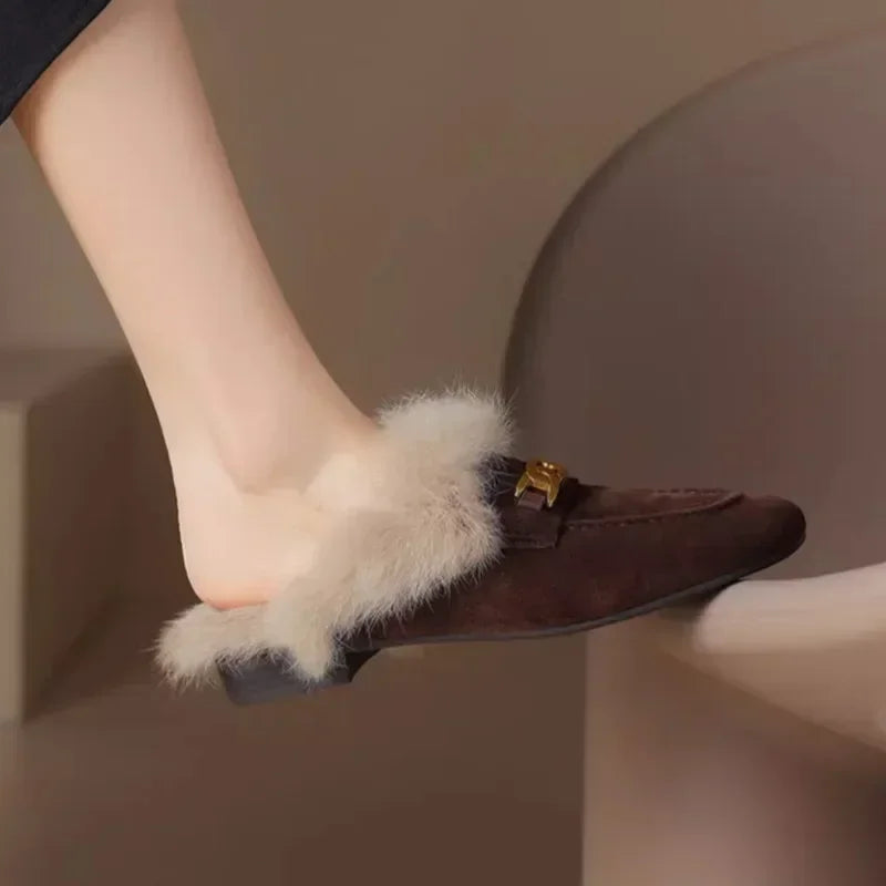 Women’s Winter Slippers – Suede, Warm Fur Mules & Plush Flats, Luxury Designer Shoes
