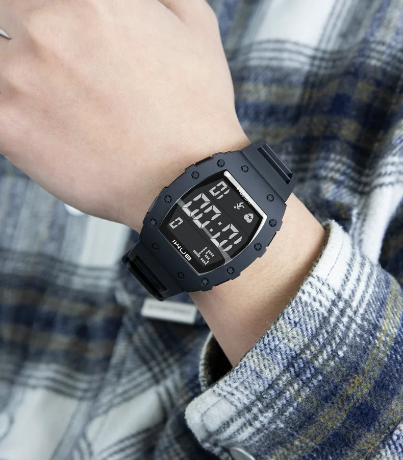 BNMI 2025 Men’s Outdoor Sports Digital Watch – Rectangle Face