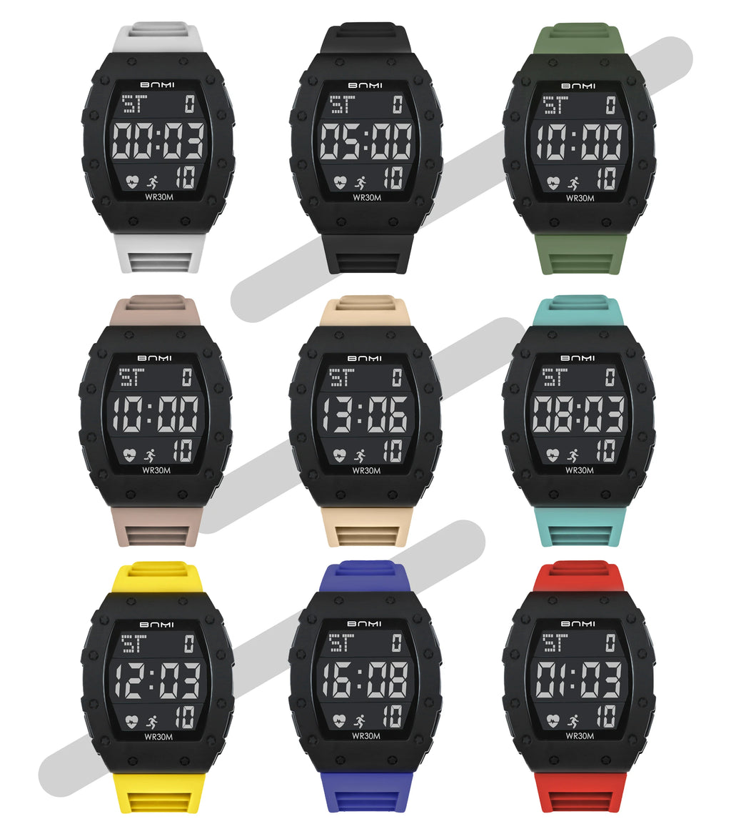 BNMI 2025 Men’s Outdoor Sports Digital Watch – Rectangle Face
