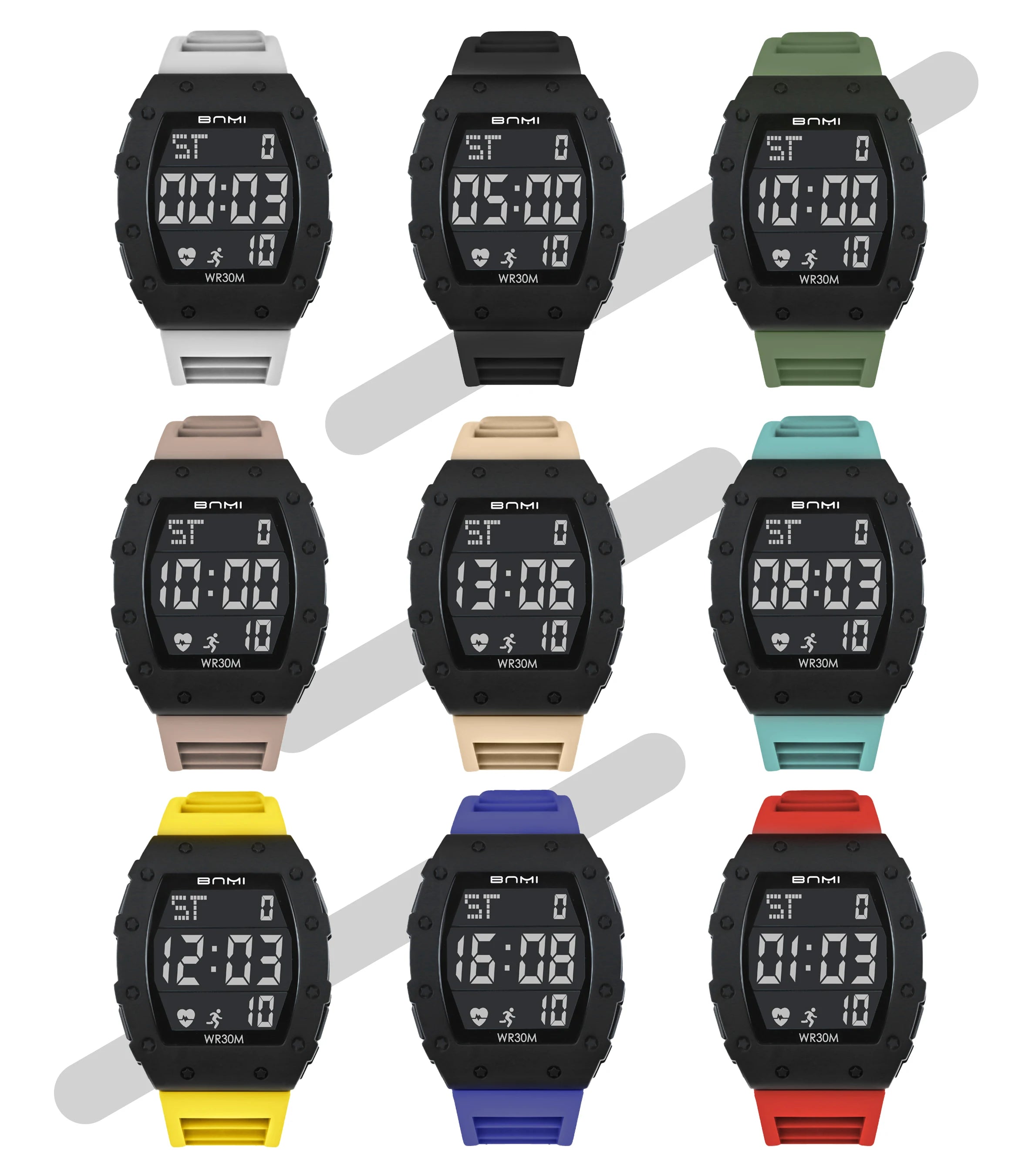 BNMI 2025 Men’s Outdoor Sports Digital Watch – Rectangle Face