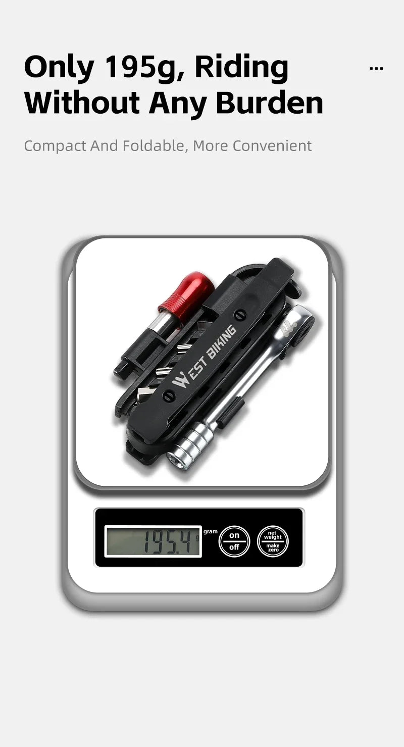 WEST BIKING Portable Ratchet Wrench Kit Multifunction Bicycle Tools 14 In 1 Multitool Set Tyre Lever MTB Road Bike Gadgets