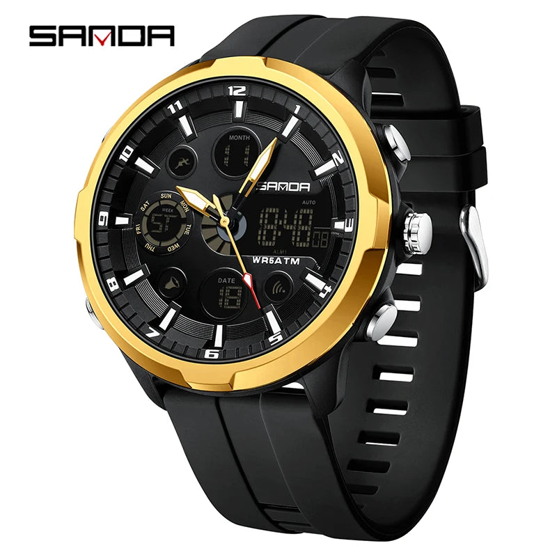 SANDA 9053 Dual-Display Sports Watch – 50M Waterproof