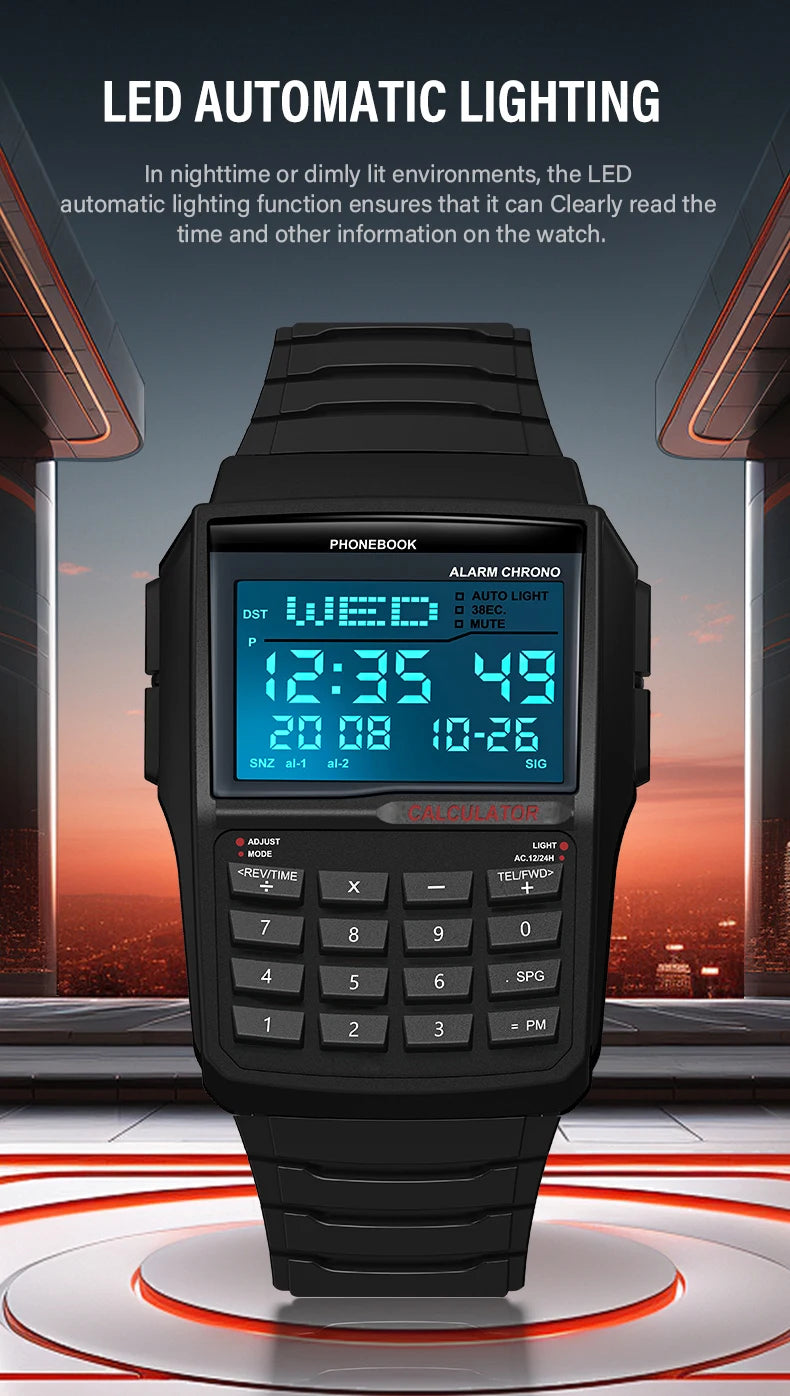 Explosive Men’s LED Calculator Watch