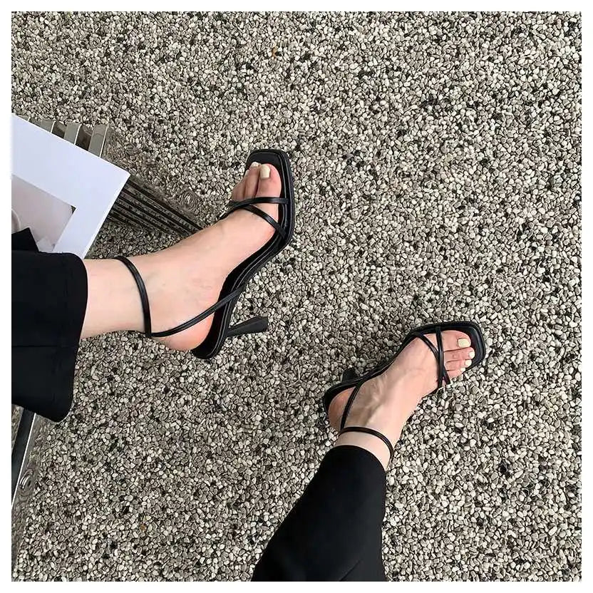 Women’s Summer Gladiator Sandals – Elegant High Heels with Buckle Strap for Party & Wedding