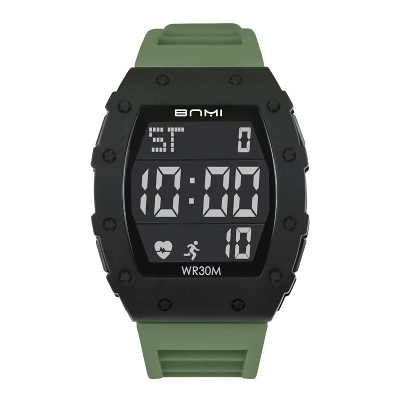 BNMI 2025 Men’s Outdoor Sports Digital Watch – Rectangle Face