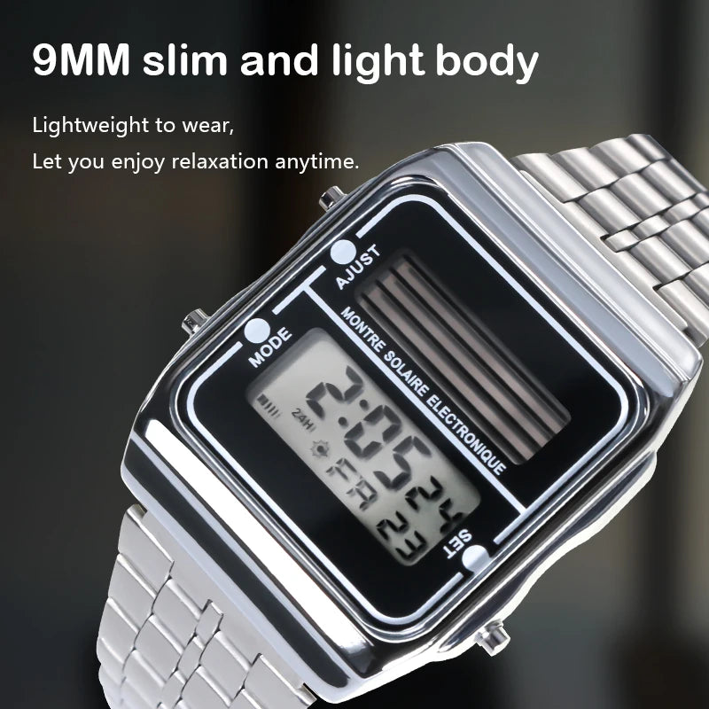 Retro Men’s Solar Digital Sport Watch – Multifunctional