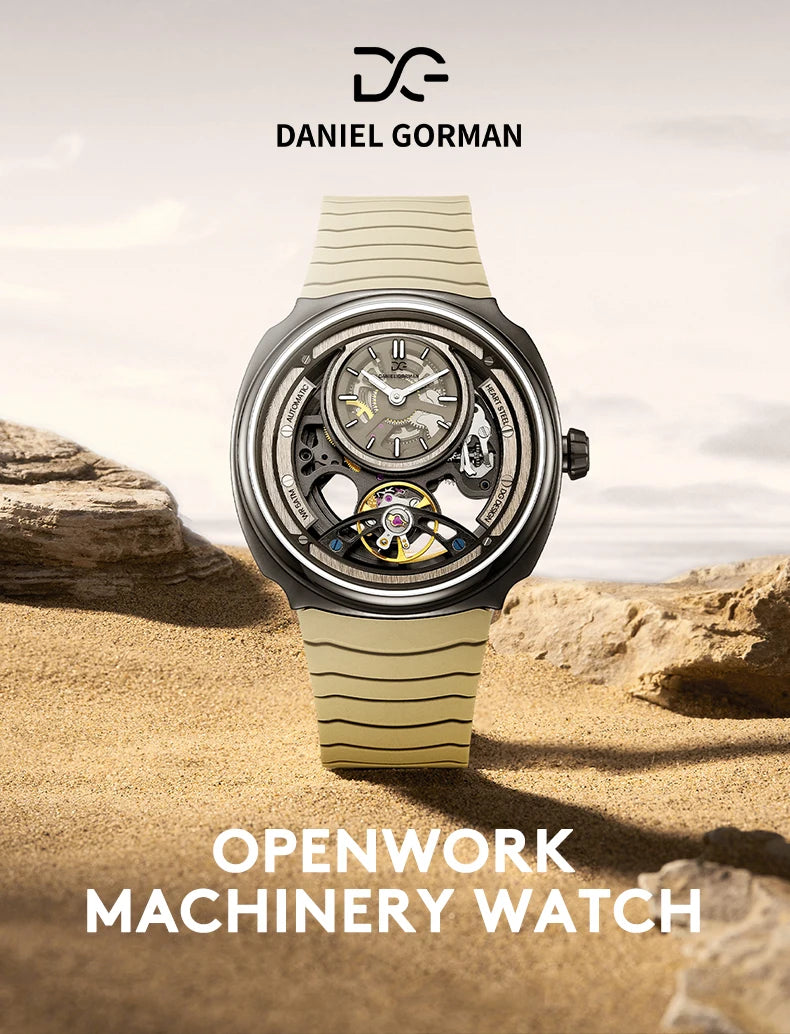 DANIEL GORMAN Men’s Automatic Watch – Sports Silicone Strap, 5 ATM Waterproof, Mechanical
