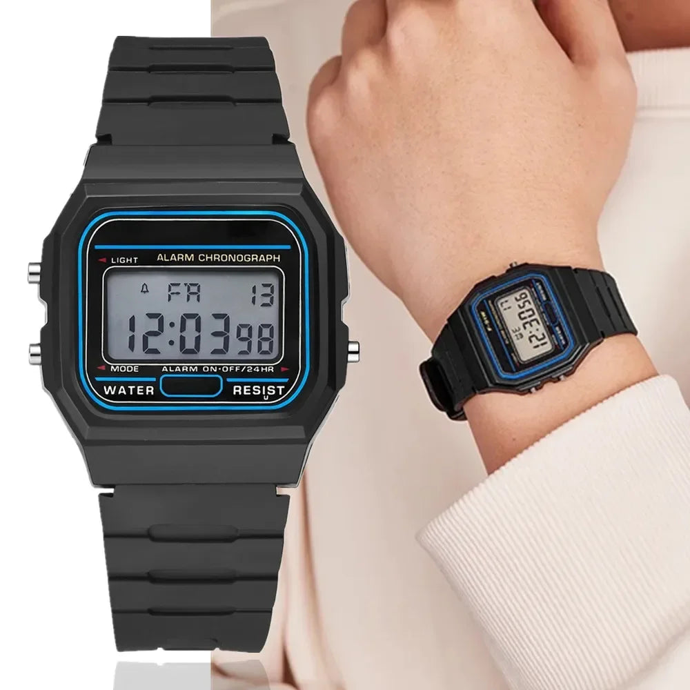 Simple Square LED Sports Watch – Casual Men’s Digital Silicone Wristwatch