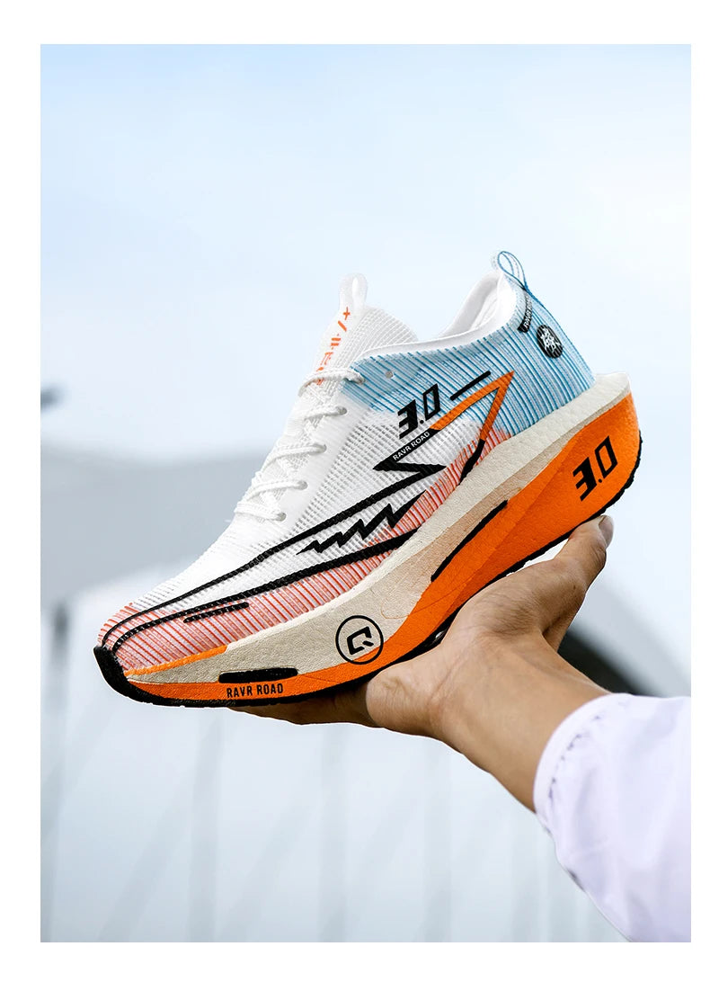 Men's Carbon Board Sneakers Anti-slip Cushioned Comfortable Racing Training Running Shoes Mesh Tennis Shoes Casual for Women