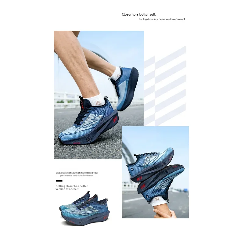 Men's Carbon Board Sneakers Anti-slip Cushioned Comfortable Racing Training Running Shoes Mesh Tennis Shoes Casual for Women