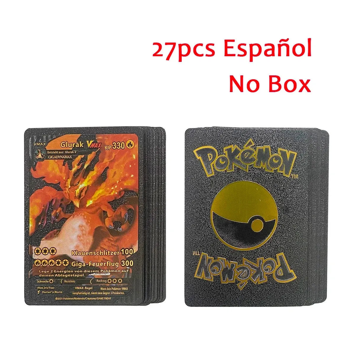 10-55Pcs Pokemon Gold Foil Cards Golden Letters English Spanish French German Game Card Metalicas Charizard Vmax Gx Series Gift