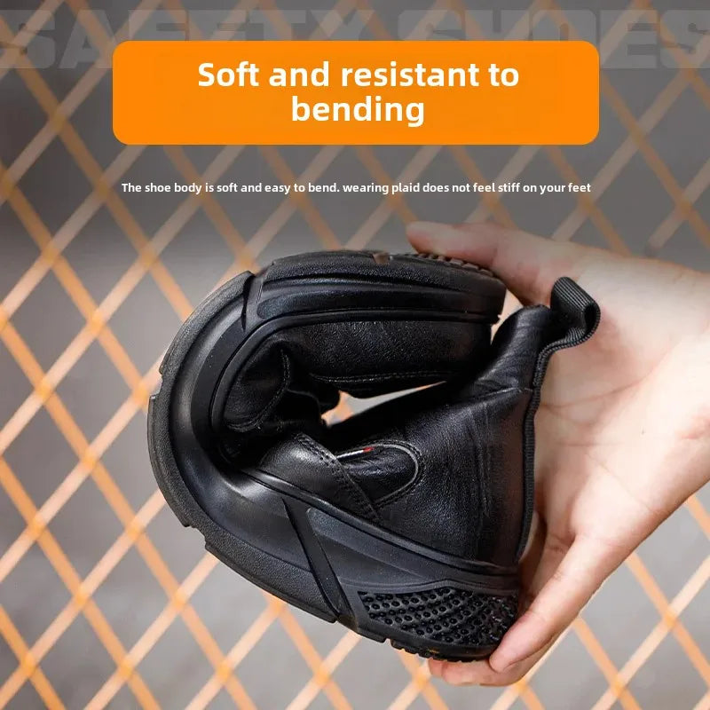 Men’s Safety Boots – Black Leather, Steel Toe, Anti-Scald & Durable Work Shoes