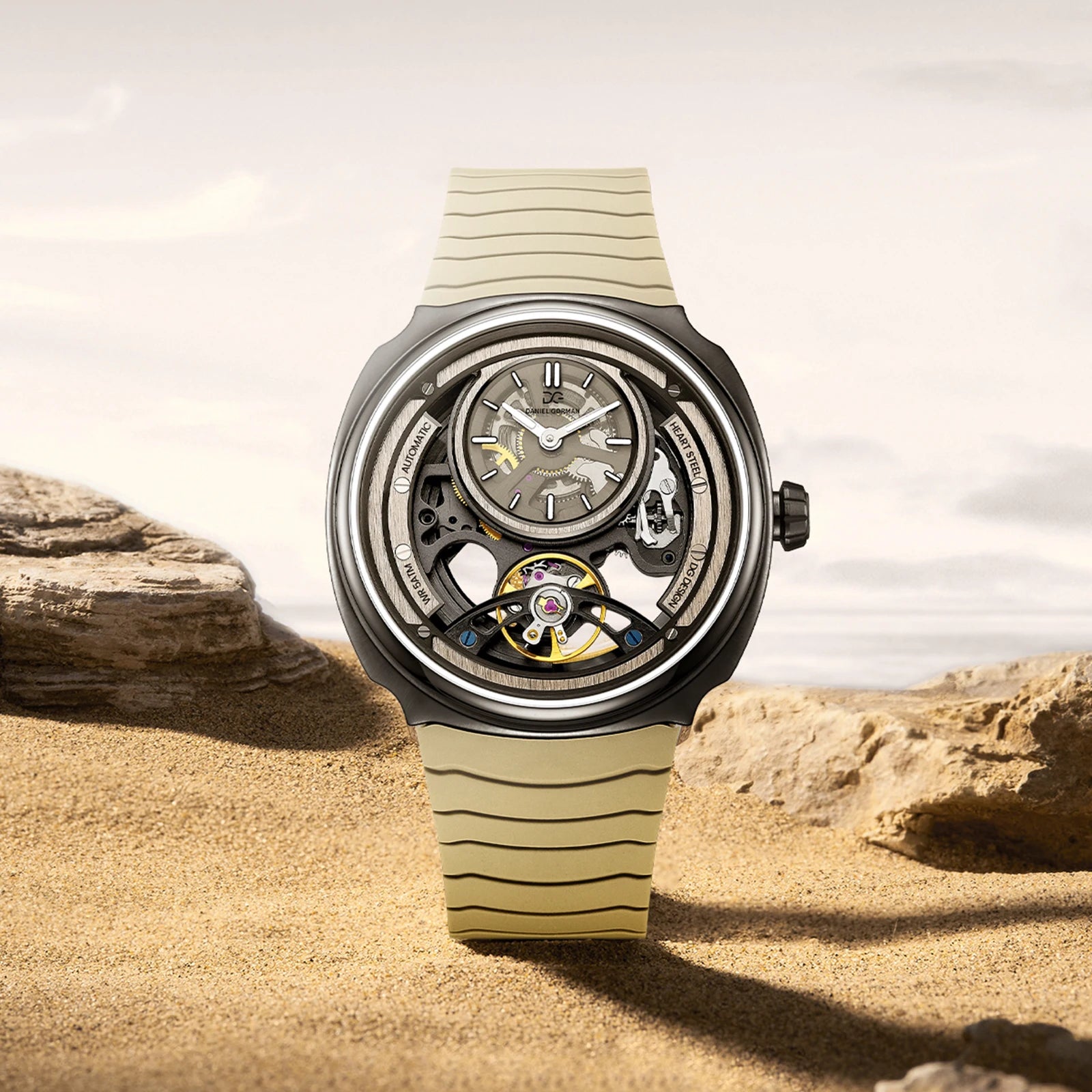 DANIEL GORMAN Men’s Automatic Watch – Sports Silicone Strap, 5 ATM Waterproof, Mechanical