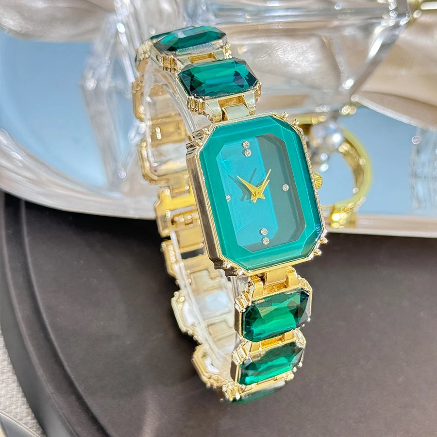 Ladies Rhinestone Dial Rectangular Fashion Watch