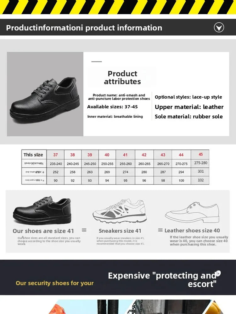 Men’s Safety Work Shoes – Steel Toe, Lightweight, Comfortable, Anti-Impact & Anti-Stab