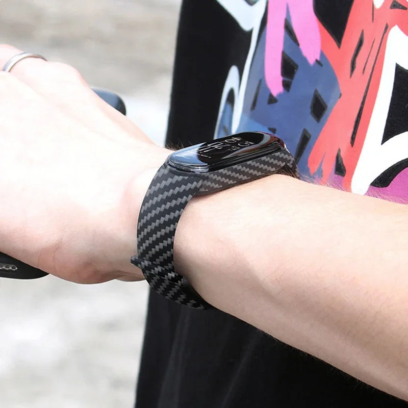 Xiaomi Mi Band 3‑7 Carbon Fiber Silicone Strap