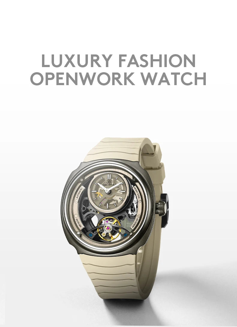 DANIEL GORMAN Men’s Automatic Watch – Sports Silicone Strap, 5 ATM Waterproof, Mechanical