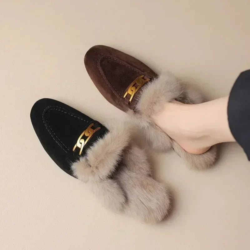 Women’s Winter Slippers – Suede, Warm Fur Mules & Plush Flats, Luxury Designer Shoes