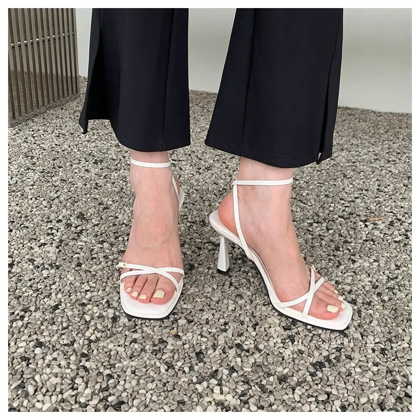 Women’s Summer Gladiator Sandals – Elegant High Heels with Buckle Strap for Party & Wedding