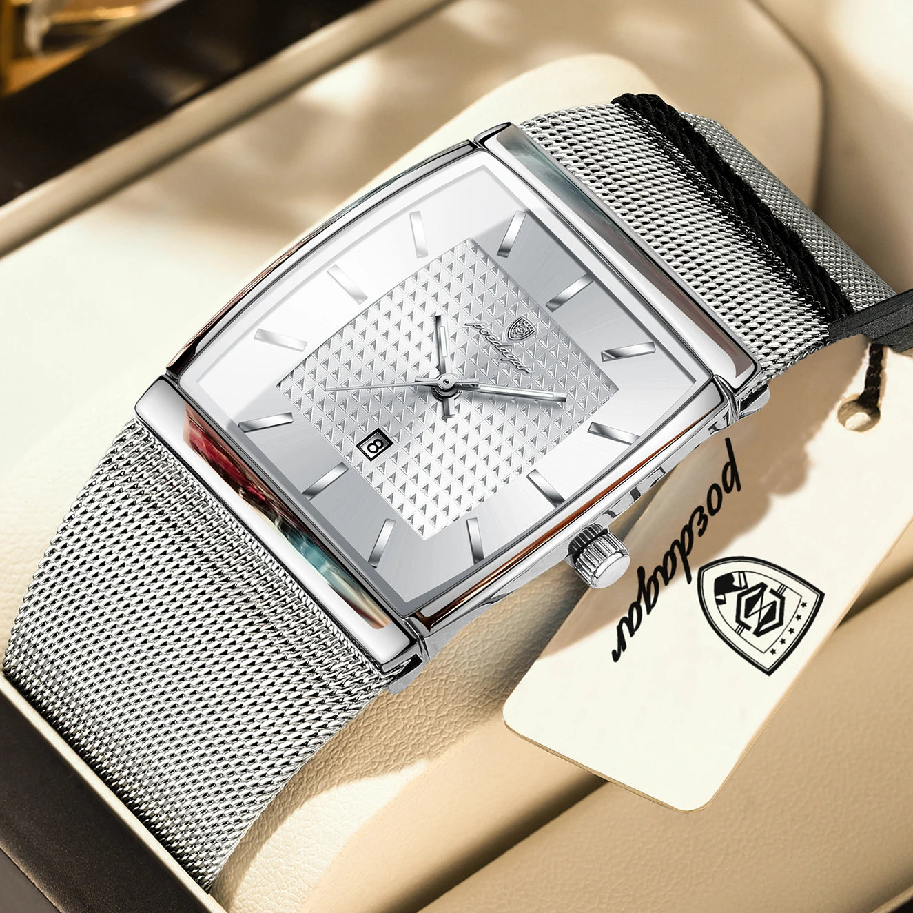 POEDAGAR Men’s Waterproof Quartz Wristwatch – Mesh Strap