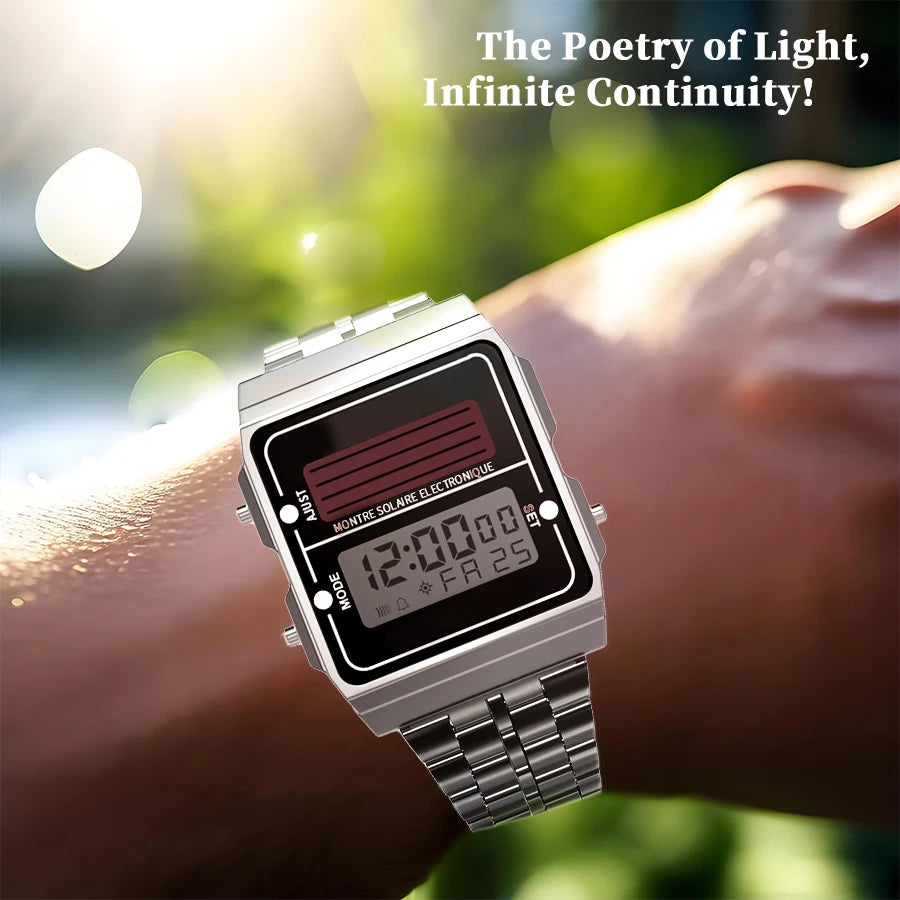 Retro Men’s Solar Digital Sport Watch – Multifunctional
