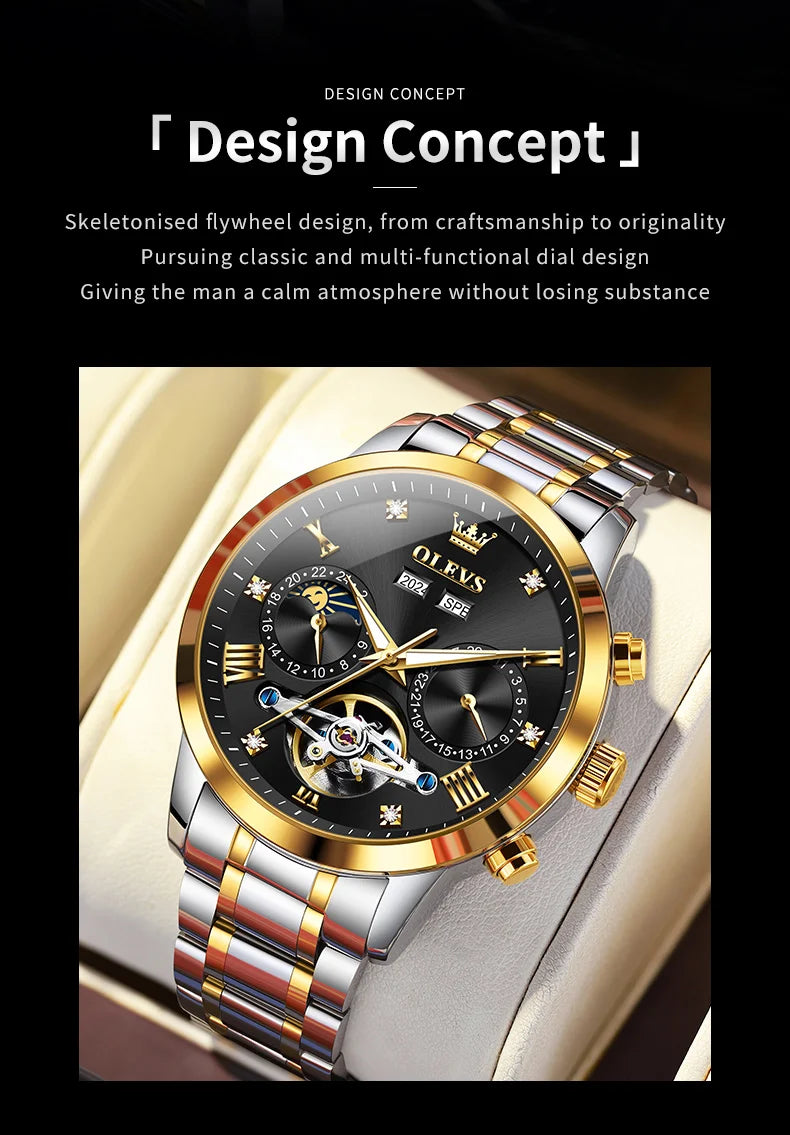 OLEVS 7029 Men’s Moon Phase Automatic Watch