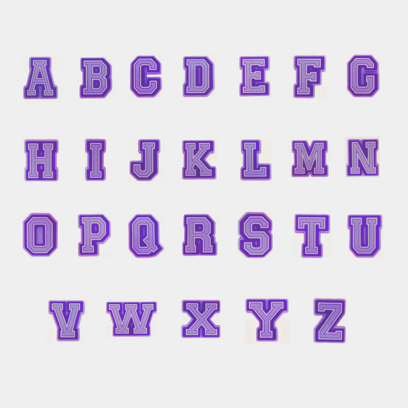Purple Alphabet Letter Pins Shoe Charms for Crocs Clog Bubble Slides Accessories DIY Shoe Decoration Buckle Charms Party Gifts