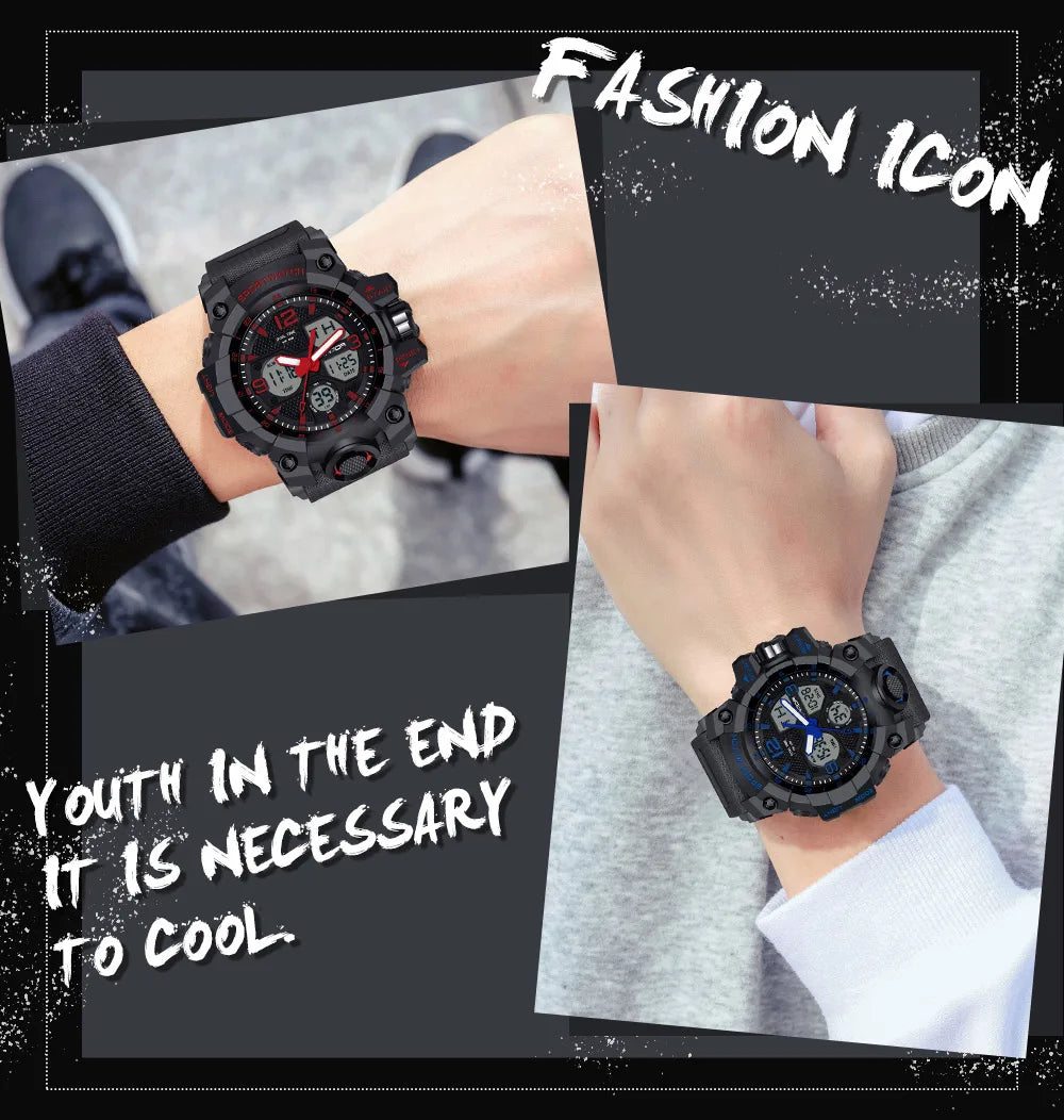 SANDA 6030 Military Digital + Quartz Watch – Waterproof Sports Model