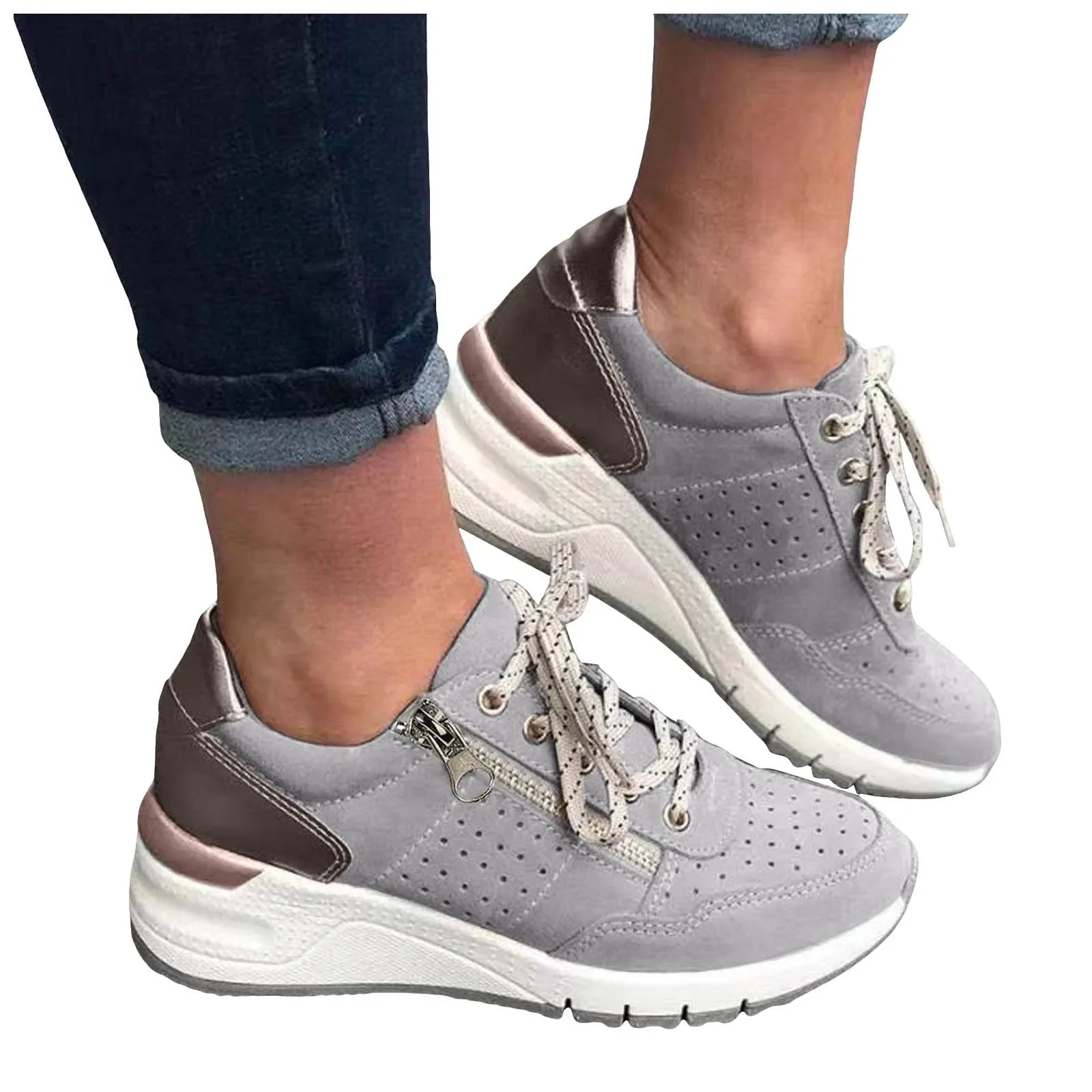 2025 Women’s Casual Sneakers – Lightweight, Thick-Soled Lace-Up Shoes