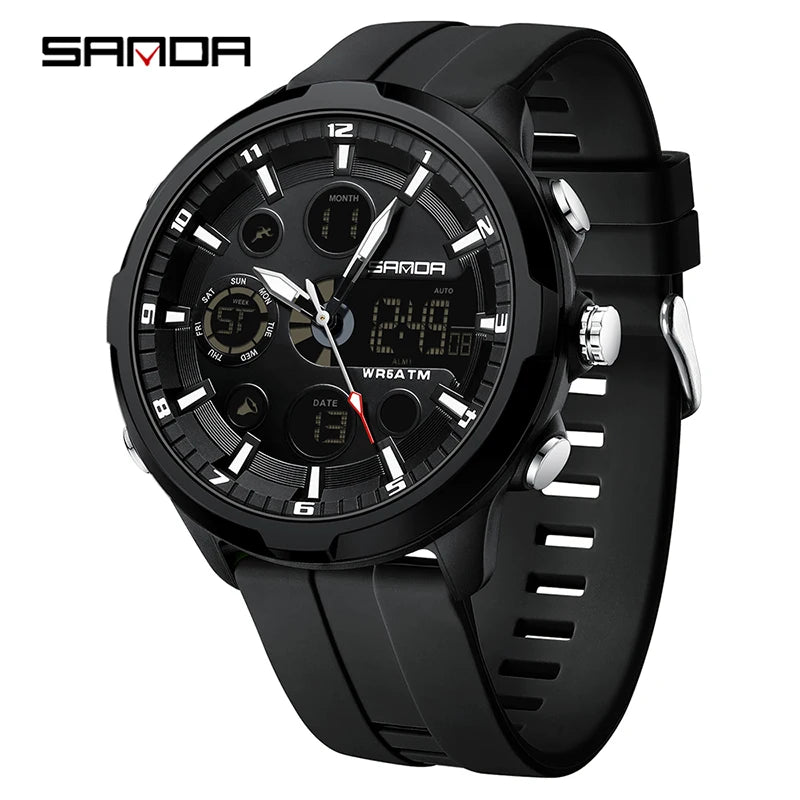 SANDA 9053 Dual-Display Sports Watch – 50M Waterproof