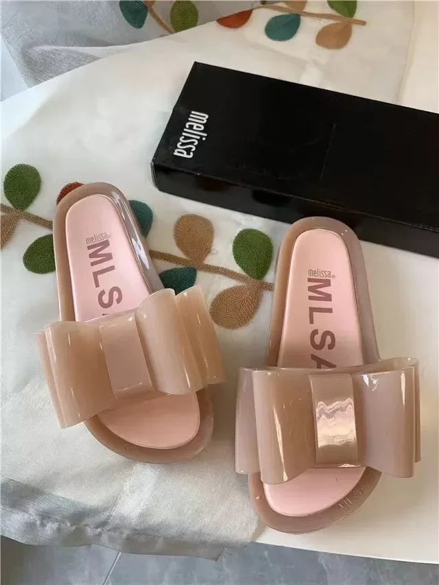 Women’s Summer Jelly Shoes – Fragrant, Solid Color, Butterfly Flat Casual Slippers
