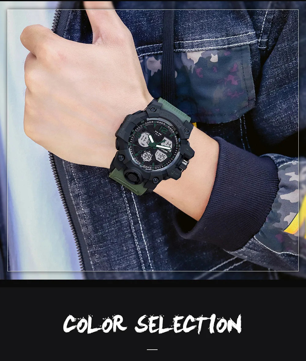 SANDA 6030 Military Digital + Quartz Watch – Waterproof Sports Model