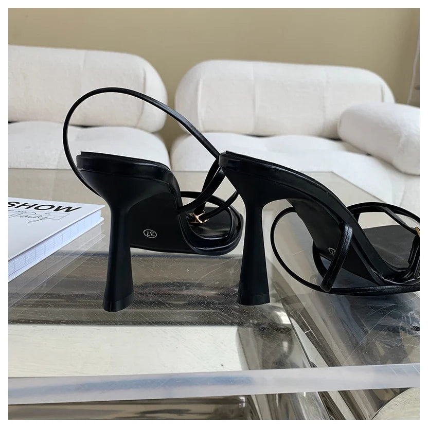 Women’s Summer Gladiator Sandals – Elegant High Heels with Buckle Strap for Party & Wedding