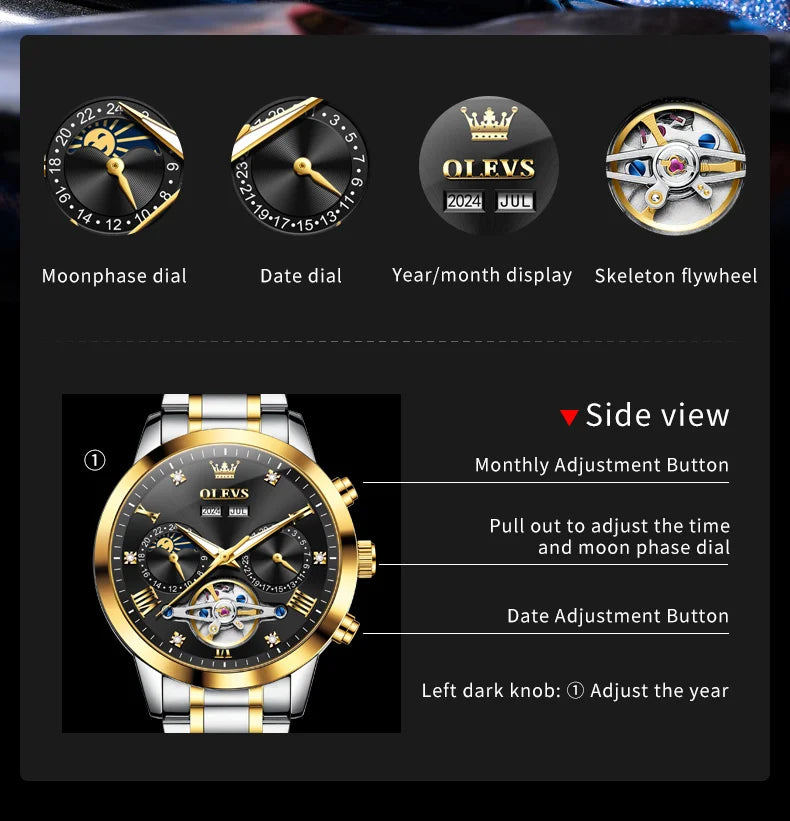 OLEVS 7029 Men’s Moon Phase Automatic Watch