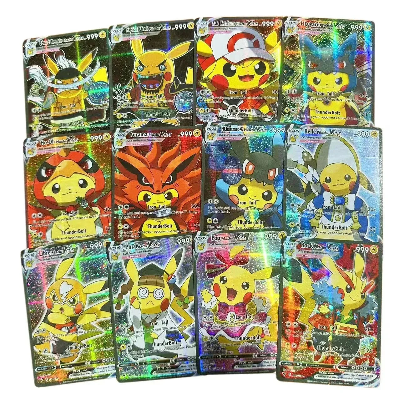 Latest 55PCS Pokemon Anime Holographic Cards Pikachu Characters Cosplay English Shiny Collection Trading Card Toys Kids Gift