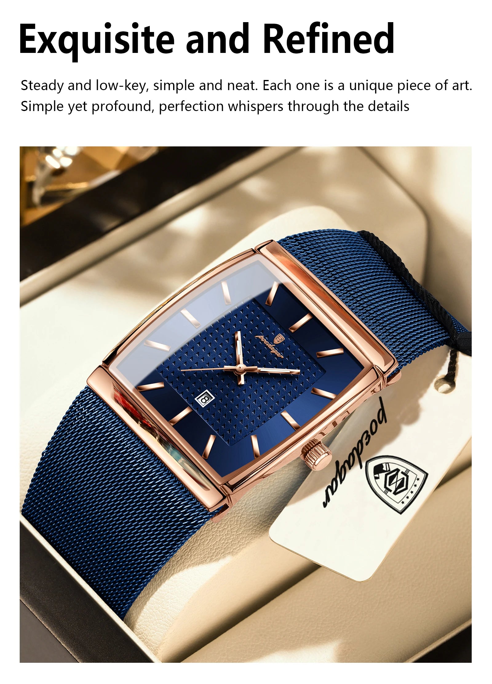 POEDAGAR Men’s Waterproof Quartz Wristwatch – Mesh Strap