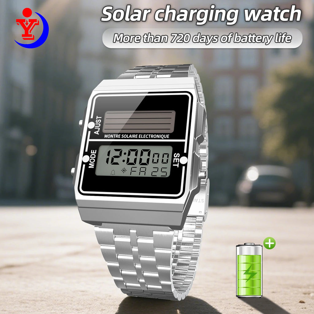 Retro Men’s Solar Digital Sport Watch – Multifunctional
