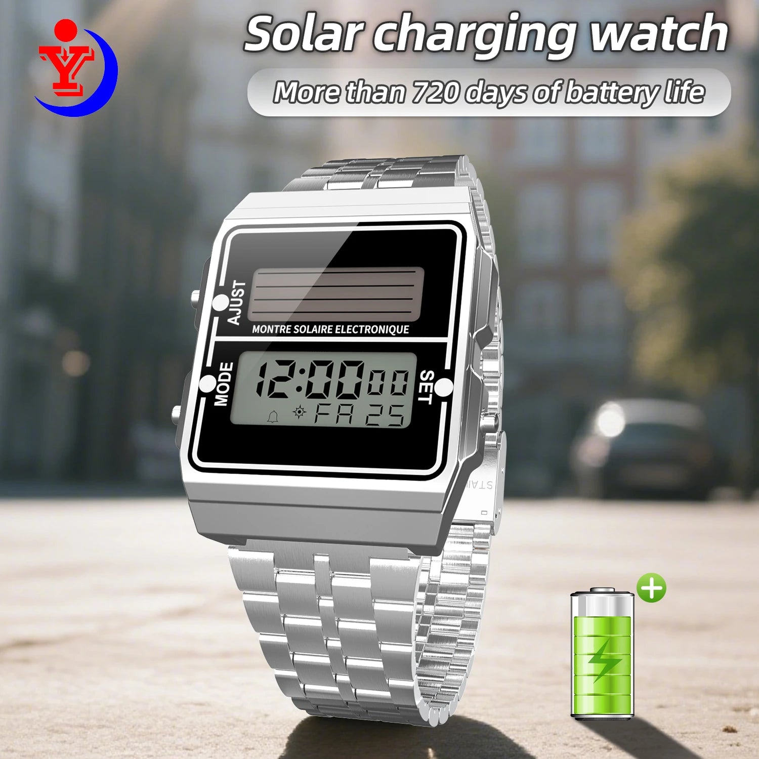 Retro Men’s Solar Digital Sport Watch – Multifunctional