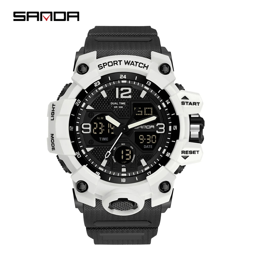 SANDA 6030 Military Digital + Quartz Watch – Waterproof Sports Model