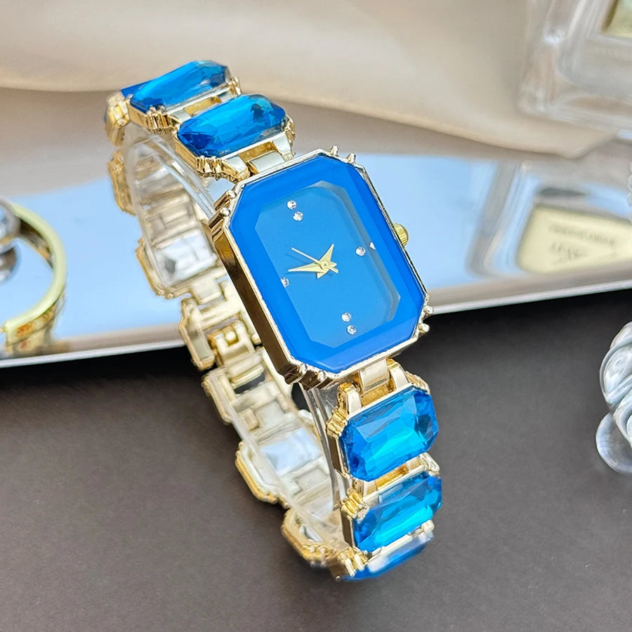 Ladies Rhinestone Dial Rectangular Fashion Watch
