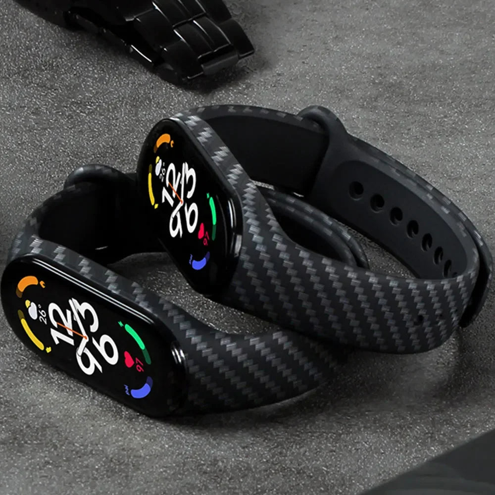 Xiaomi Mi Band 3‑7 Carbon Fiber Silicone Strap