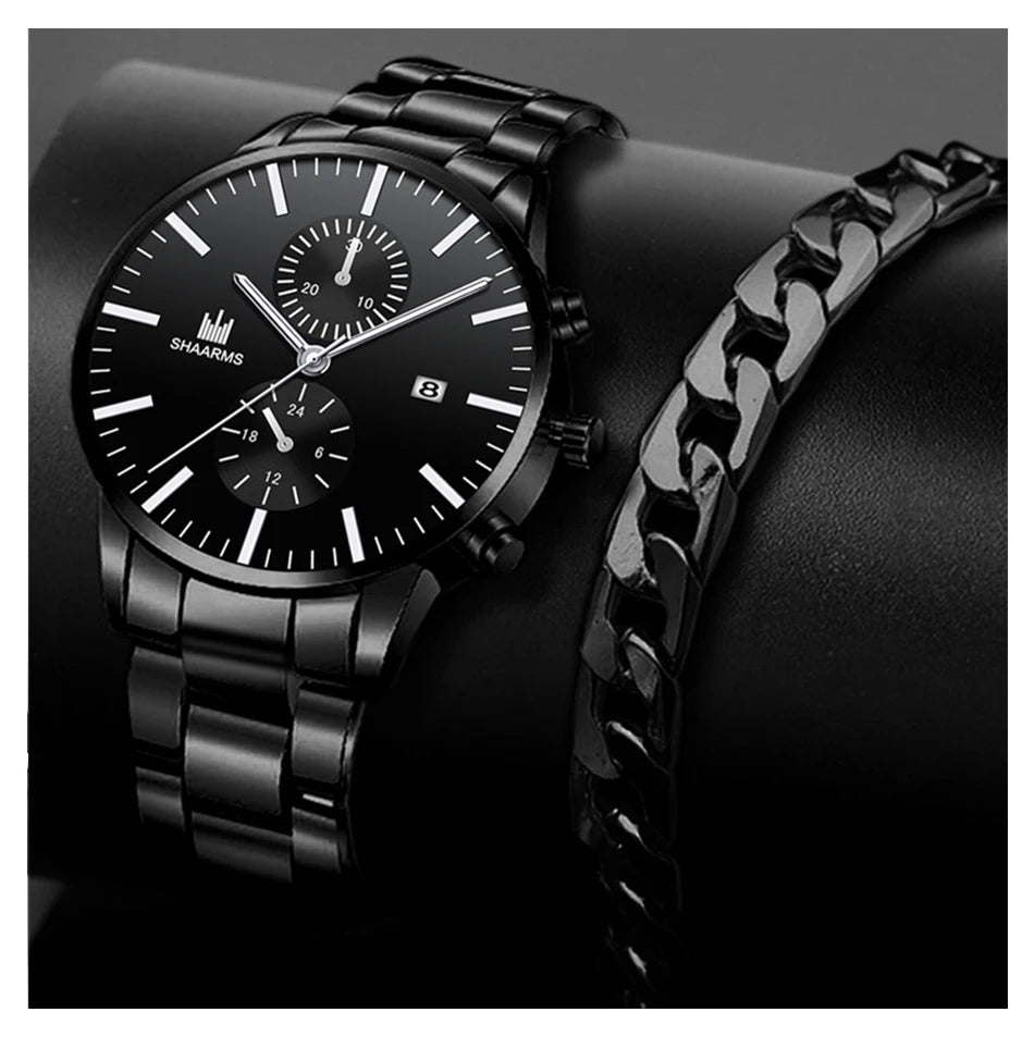 Fashion Men’s Quartz Watch – Stainless Steel Strap