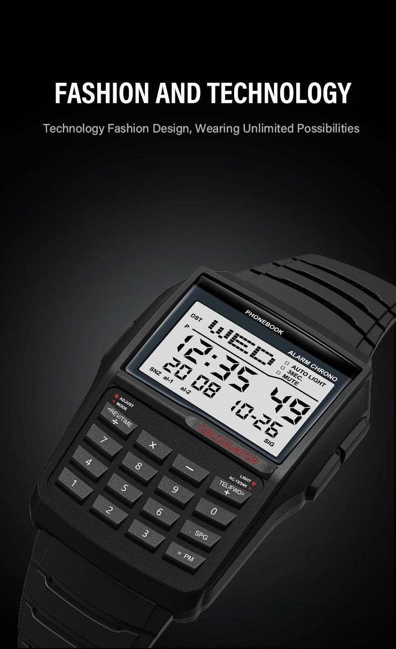 Explosive Men’s LED Calculator Watch