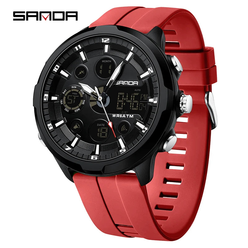 SANDA 9053 Dual-Display Sports Watch – 50M Waterproof