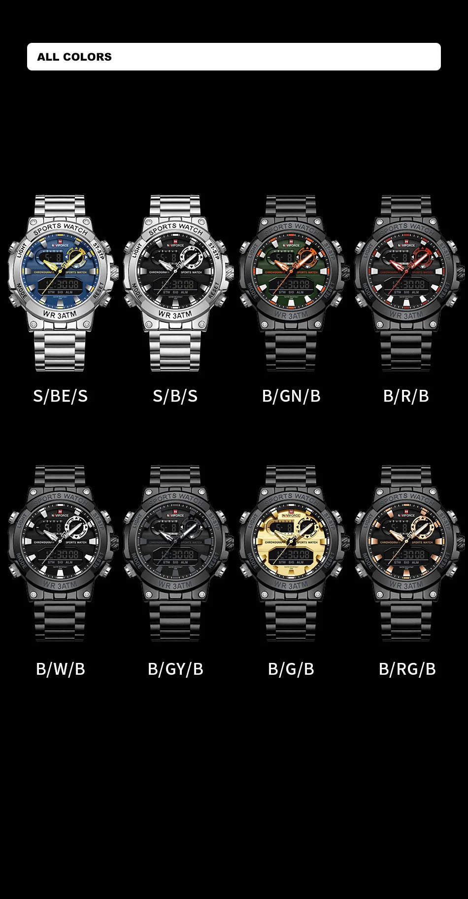 NAVIFORCE Dual Display Men’s Quartz Watch – Outdoor Style